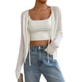 thumbnail image 2 of Women Y2k Croopped Cardigan Long Sleeve Tie-up Front Hollowed Knit Casual Jacket Sweater, 2 of 7