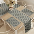 thumbnail image 2 of Ambesonne Geometric Table Runner & Placemats, Oval Shapes Stripes, Placemat 4 pcs + Runner 12"x72", Beige and Taupe, 2 of 2