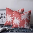 thumbnail image 2 of 16x16 Pillow Covers Set of 2, Coral Red Palm Trees Square Throw Pillow Covers for Couch/Sofa/Living Room, Farmhouse Tropical Summer Beach Decorative Soft Pillowcases for Couch Throw Pillows, 2 of 7