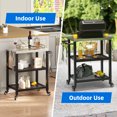 thumbnail image 6 of Dextrus 31.4" Outdoor Grill Cart with Stainless Steel Tabletop, 3 Tier Outdoor BBQ Mobile Grill Cart Food Preparation for Garden, Backyard, 6 of 6