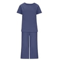 thumbnail image 4 of Simua Fashion Outfit Set for Women Two Piece Solid Color T-shirts and Cropped Pants Lounge Set, 4 of 5