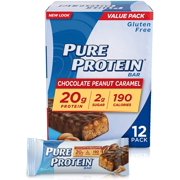 Pure Protein Bars, High Protein, Nutritious Snacks to Support Energy, Low Sugar, Gluten Free, Chocolate Peanut Caramel, 1.76oz, 12 Pack