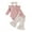 Pink, variant on Infant Baby Girls Sping Fall Outfits Long Sleeve Ribbed Romper Daisy Elastic Flared Pants Headband 3Pcs Clothes Set