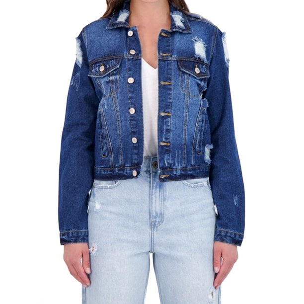 Juniors Destructed Denim Jacket 