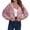 Pink, variant on Lovskoo Women's Cropped Corduroy Hooded Shacket Jacket Winter Hooded Loose Drop Shoulder Long Sleeve Short Jacket Black