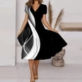 thumbnail image 2 of Gibobby Vestido largo de playa de verano para mujer Vestido casual de vacaciones de verano para mujer Vestido de playa Cuello en V Estampado Dobladillo grande Vestido (Gris,G), 2 of 5