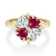 thumbnail image 2 of Gem Stone King 18K Yellow Gold Plated Silver White Moissanite and Red Created Ruby Ring for Women (2.12 Cttw, Heart Shape 5MM, Gemstone Birthstone, Size 9), 2 of 3