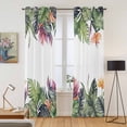 thumbnail image 2 of Palm Leaves Kitchen Curtains 84 Inch Length, Summer Botanical Tropical Plants Grommet Top Bedroom Living Room Curtains, Light Filtering Cafe Curtain Drapes 2 Panels Set 84''x84'', 2 of 9