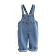 thumbnail image 4 of Ruyang Denim Overalls for Toddlers Rolled Hem Adjustable Strap Loose Rompers Kids Boys Girls Trendy Casual Pantalones, 4 of 8