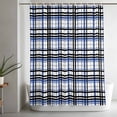 thumbnail image 4 of Tartan Black Blue Farmhouse Vintage Plaid Shower Curtain for Bathroom, Geometric Line Art Waterproof Shower Curtains Washable Quick Dry with Hooks Bathtub Curtains 60x72IN, 4 of 9