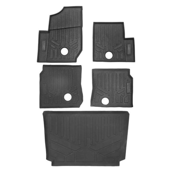 SMARTLINER All Weather Protection Custom Fit Black 2 Row Rugged Rubber Floor Liner & Rubber Bed Mat Liner Set Compatible With 2019-2023 Polaris General XP 4 1000