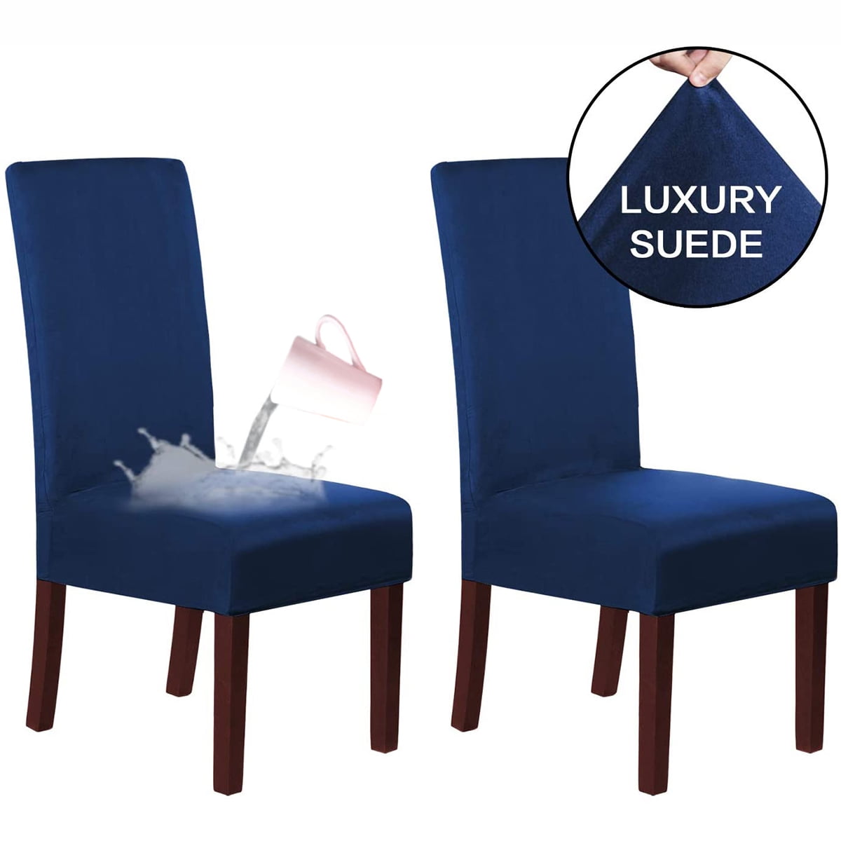 2Pcs Waterproof Suede Stretch Dining Chair Covers Seat Slipcover Wedding Banquet 