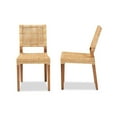 thumbnail image 3 of Baxton Studio Lesia Modern Bohemian Natural Brown Rattan and Walnut Brown Finished Wood 2-Piece Dining Chair Set, 3 of 7