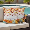 thumbnail image 4 of Fall Orange Pumpkins Outdoor Waterproof Pillow Covers, Thanksgiving Maple Leaf Wood Grain Decorative Square Throw Pillowcase Sofa Cushion Sham for Patio/Couch/Chair, 24"x24" 2 Pack, 4 of 8