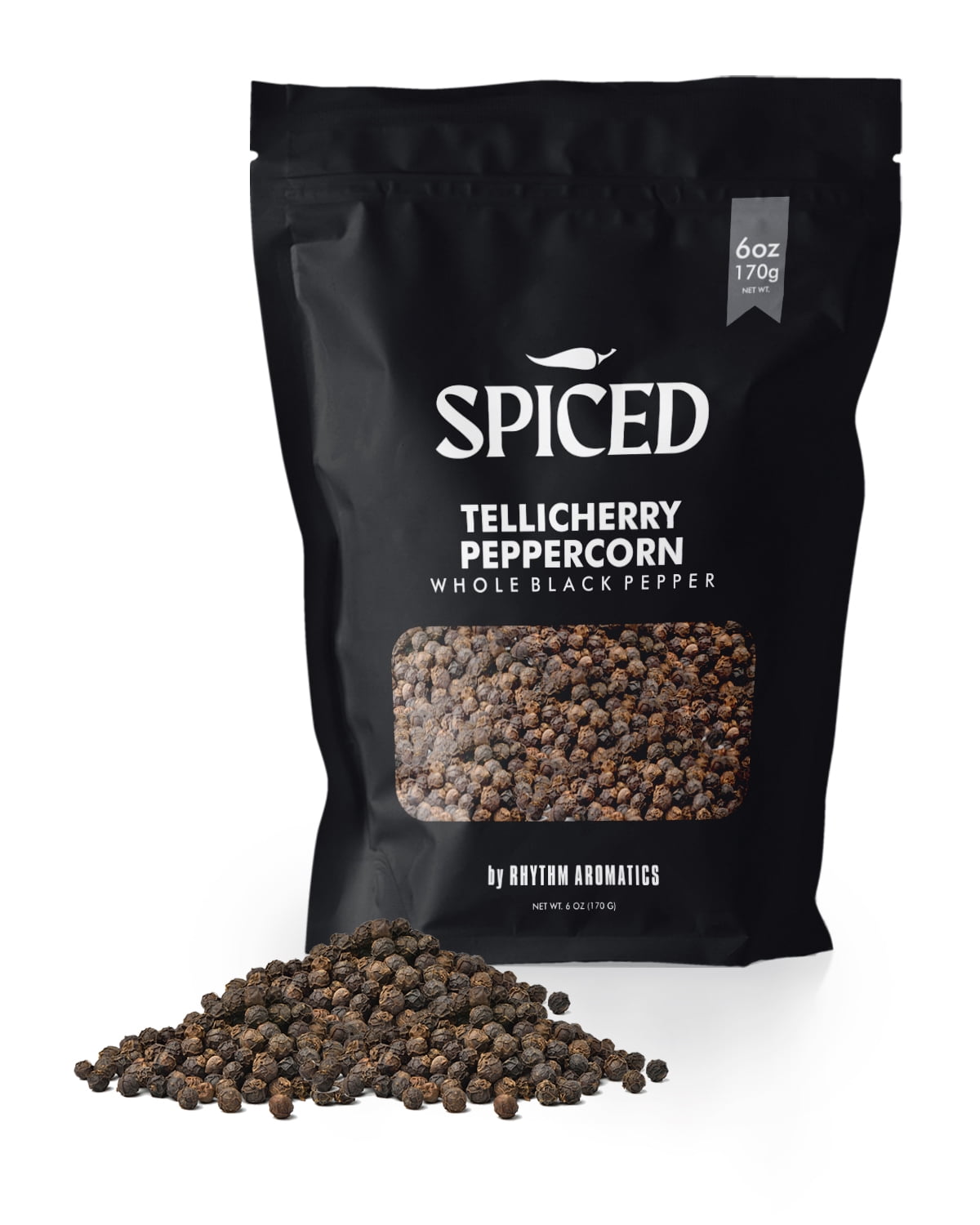 SPICED Whole Tellicherry Peppercorn, 6oz of Black Tellicherry