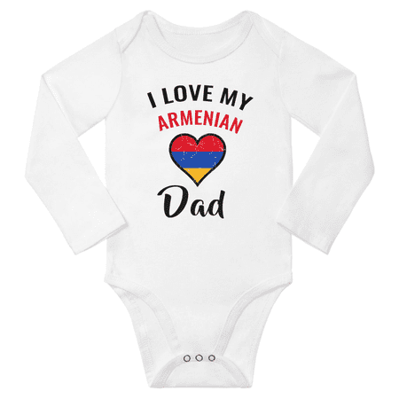 

I Love My Armenian Dad Baby Long Slevve Bodysuits (White 18-24 Months)