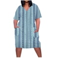 thumbnail image 1 of Vestido Corto de Verano Moda Grande Impresión de Manga Corta Cuello en V Bolsillo Mini Vestido para Casual Y Diario, 1 of 5