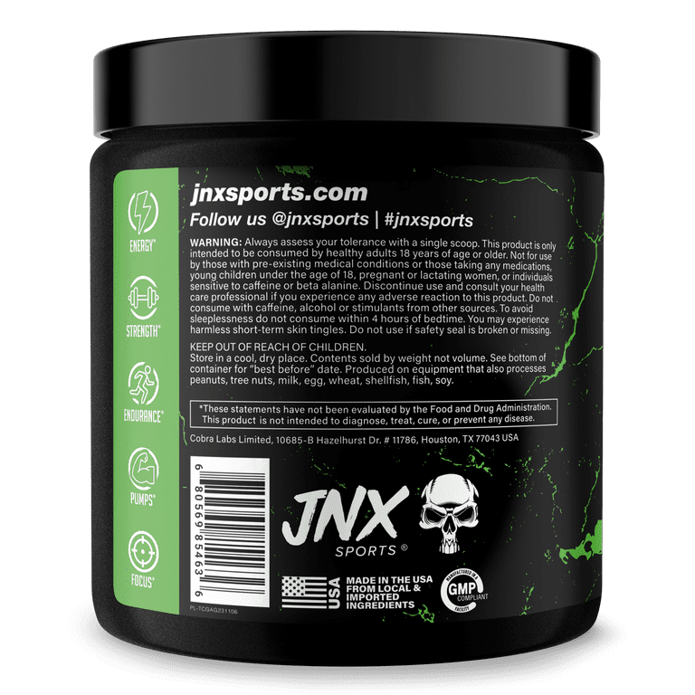 JNX Sports The Curse Pre Workout Powder Green Apple 50 Serves