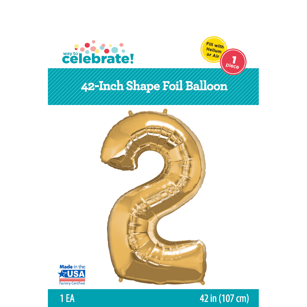 Way To Celebrate Number Balloons, Foil Gold Silver