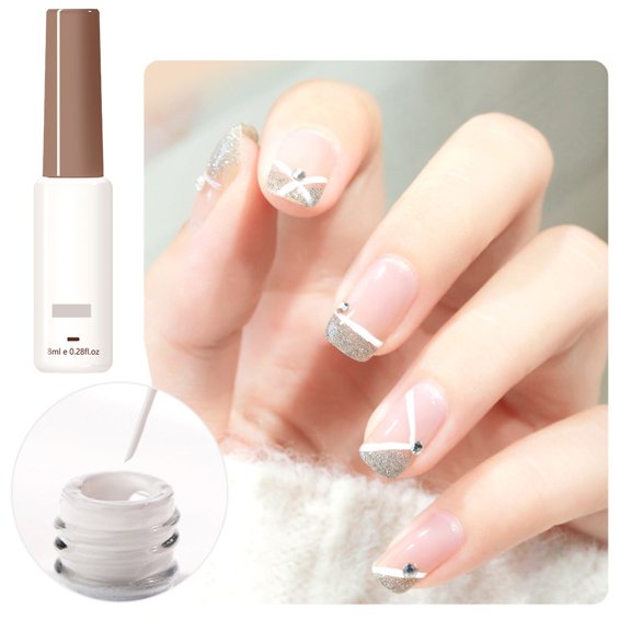 Nail Art Liner, White - Nail Art Lining & Carving Gel, Multi-Function Painting Polish 8Ml, Nail Polish Easter Mother'S Day Nail Care Makeup Organizers