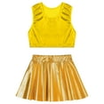 thumbnail image 3 of YIZYIF Kids Girls Shiny Metallic Crop Top with A-Line Pleated Skirt Set Dance Stage Performance Set Dancewear, 3 of 7