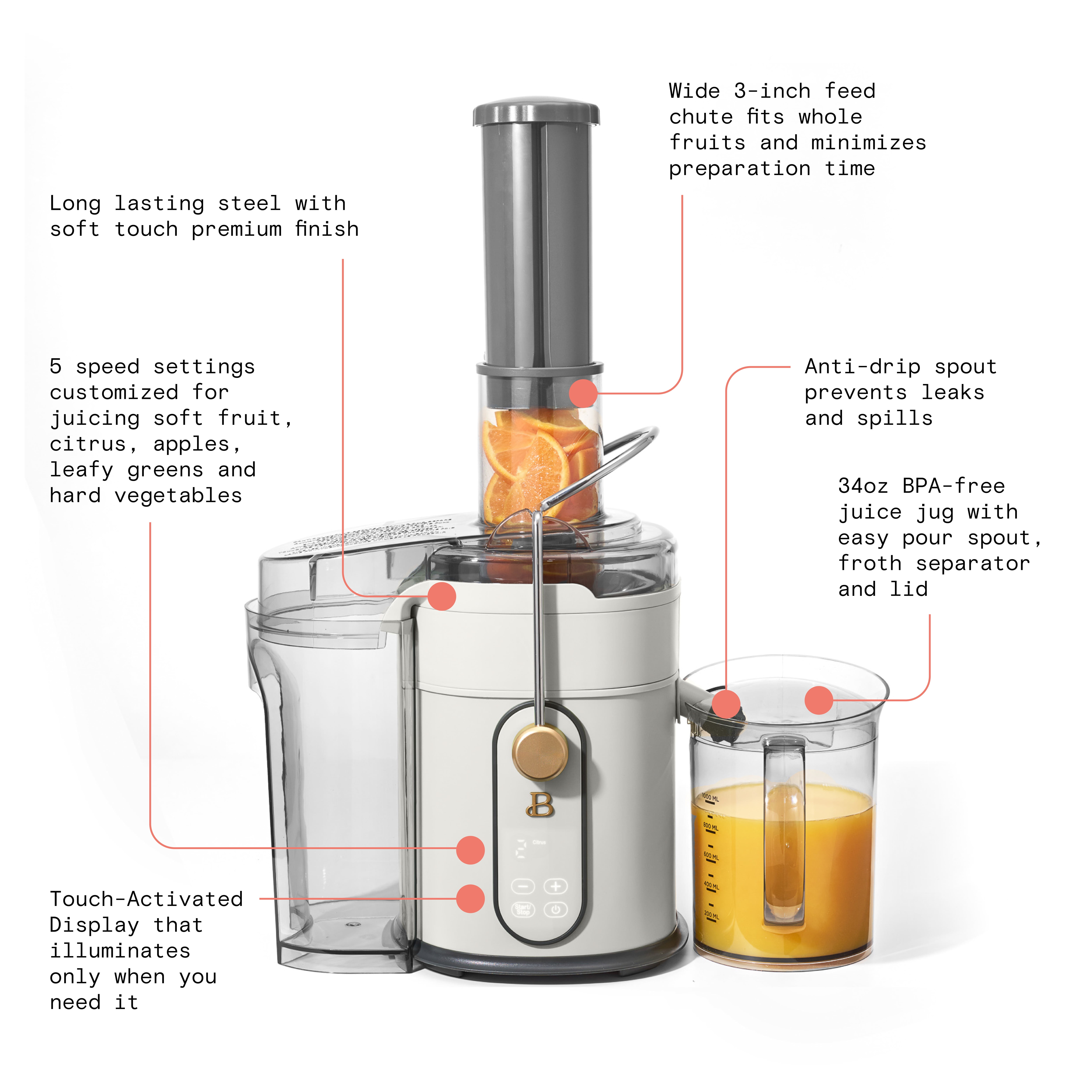 Beautiful 5 Speed Juice Extractor With Touch Activated Display – Beautiful™