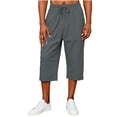 thumbnail image 2 of Axiiglly Capri Pants for Men, Drawstring Mid Waist Loose Fit Pants, Beach Vacation Stretchy Capris with Pockets, S-2XL, 2 of 7