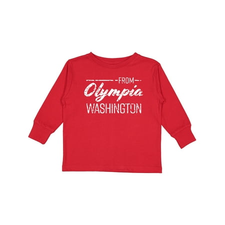 

Inktastic From Olympia Washington in White Distressed Text Boys or Girls Long Sleeve Toddler T-Shirt