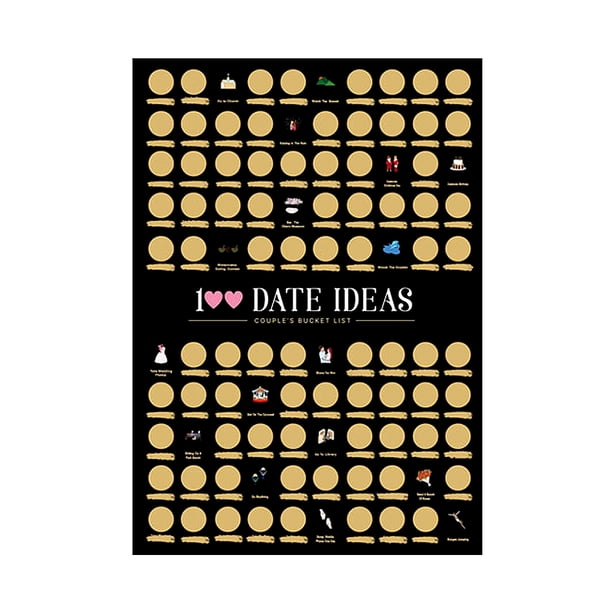 The Adventure Chanllege 100 Love Valentine's Present Dates scratch off poster Hermosos íconos en bolsas Paquete para amantes adultos base negra Inevent HA028200-01