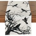thumbnail image 1 of Camino de mesa de Halloween con silueta rosa de cuervos de árbol, ramas, decoración de mesa de comedor de cocina para vacaciones, decoración de fiesta en casa, 1 of 5