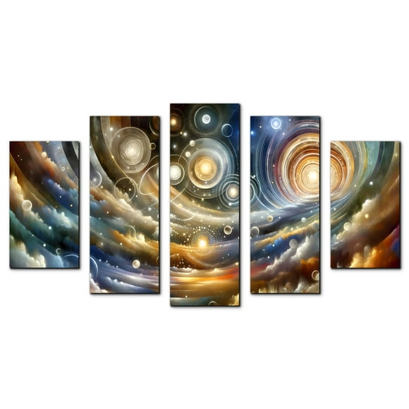Cuadro decorativo para sala recamara Abstracto Nubes Espacio Colores elegante moderno minimalista Set de 5 piezas Cuadros Abigail