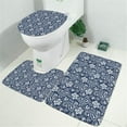 thumbnail image 2 of Blue Pioneer Flower and Paisley Pattern Bathroom Rugs Sets 3 Piece,Toilet Cover Set,Absorbent Non Slip Bathroom Mats Sets with U-Shaped Contour Rug Toilet Rug Set, 2 of 5