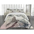thumbnail image 3 of Ambesonne Nature Quilted Coverlet 3 Pcs, Vintage Birds Flowers, Queen Size, Teal Brown, 3 of 5
