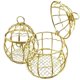 thumbnail image 1 of Comedero para pájaros, soporte para bolas de grasa colgante, comedero para pájaros silvestres pequeños, 9,5 x 7 cm, 2 piezas de oro, 1 of 5