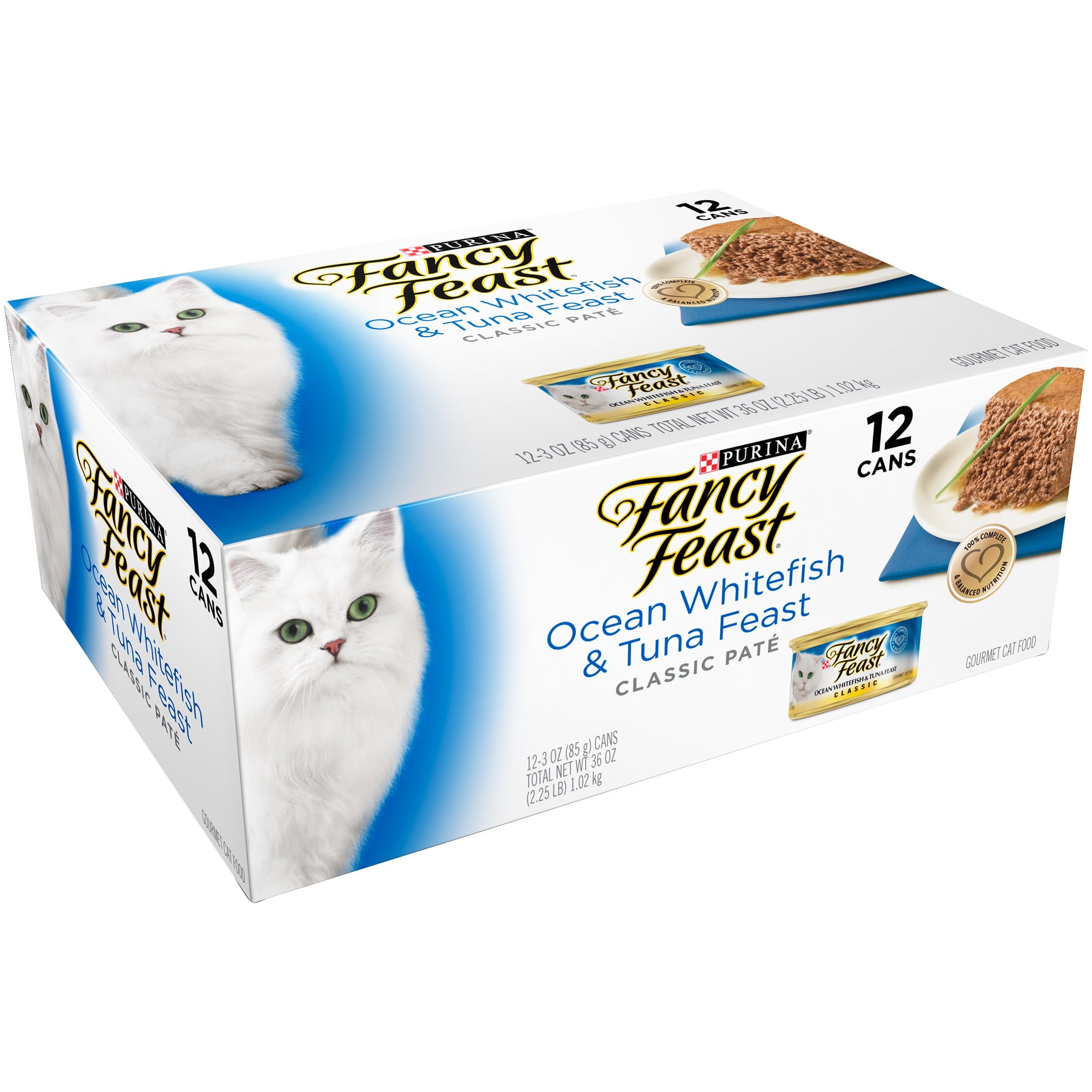 Fancy Feast Classic Ocean Whitefish & Tuna Feast Collection Cat Food 12 ...