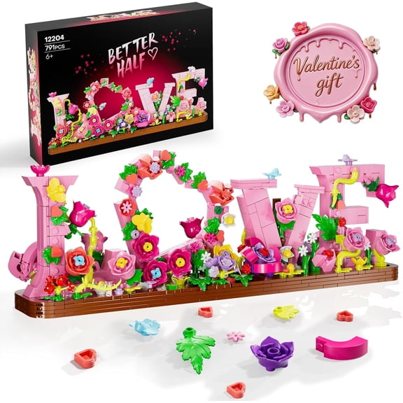 Flowers Bouquet Building Set, Love Shaped Flowers Building Set,791PCS Flowers Roses Botanical Plant DIY Collection for Adults Kids Girls,Home Decor Gift for Birthday,Valentine's Day, Anniversaries
