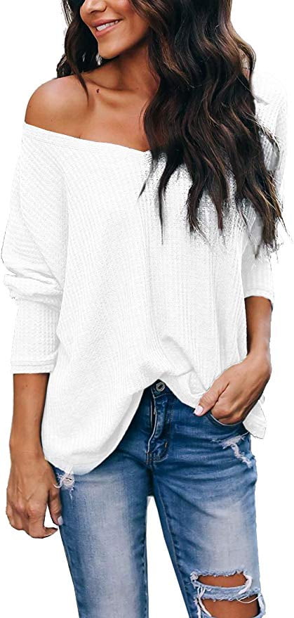 Women Casual V-Neck Off-Shoulder 