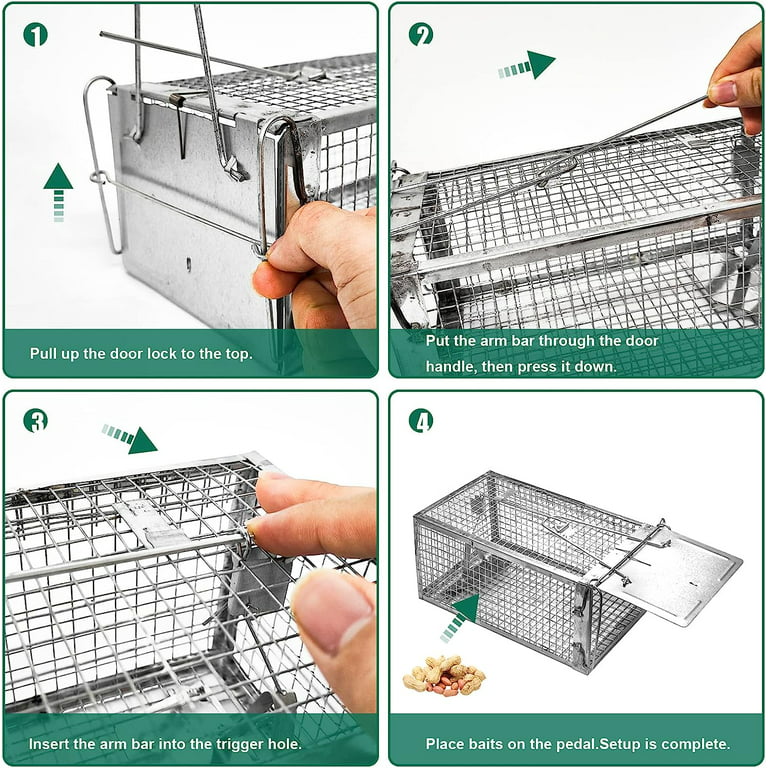 2-Pack Mouse Traps, Small Animal Humane Live Rat Cage Traps for