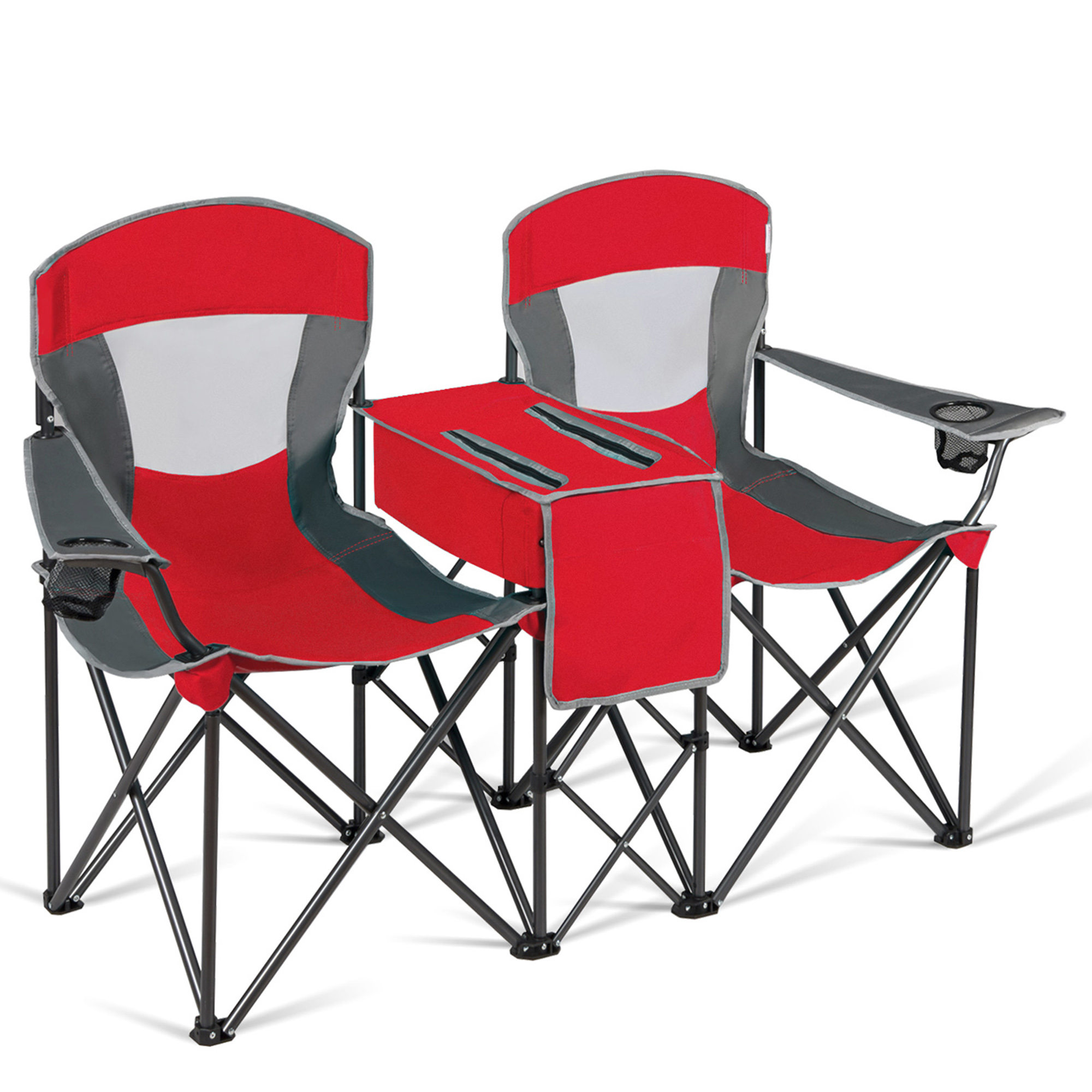 Gymax Folding 2-Person Camping Chair with Canopy and Cooler photo 7
