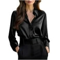 thumbnail image 2 of Ounisa Satin Silk Button Down Shirts for Women Dress Shirts Long Sleeve Blouses Womens Shirts, 2 of 6