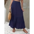 thumbnail image 3 of Ionia Women's Boho Ruffle Trim Tiered Maxi Skirt, White, 3 of 7