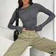 thumbnail image 4 of Camisa de manga larga ajustada para mujer, camisetas Y2K, camisetas de manga larga, camisetas cortas con cuello redondo, camisetas cortas básicas lisas, camisetas deportivas casuales, ropa, 4 of 5