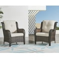 thumbnail image 2 of PARKWELL Outdoor Wicker Patio Chairs Set of 2,Lounge Chairs with Cushions for Porch Balcony Backyard Apartment,Brown Wicker and Beige Cushions, 2 of 11