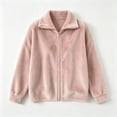 thumbnail image 4 of Women's Soft Fleece Zip Up Jacket Stand Collar Long Sleeve Casual Warm Coat Loose Lightweight Fall Winter Casual Outerwear with Pocket Pink, 4 of 5