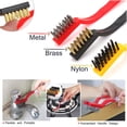 thumbnail image 3 of Set of 3 Pc Mini Wire Brush Cleaning Tool Kit Brass, Nylon, Stainless Steel Bristles, Gas Cleaning Brushes Iron Nylon Copper Wire for Car Kitchen Gas Stove Cleaning Tool, 3 of 8