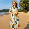 thumbnail image 4 of Susaid Sunny Yellow SunFlower Pattern Women's Casual Floral Print Crewneck Short Sleeve A Line Boho Maxi Dress, 4 of 6