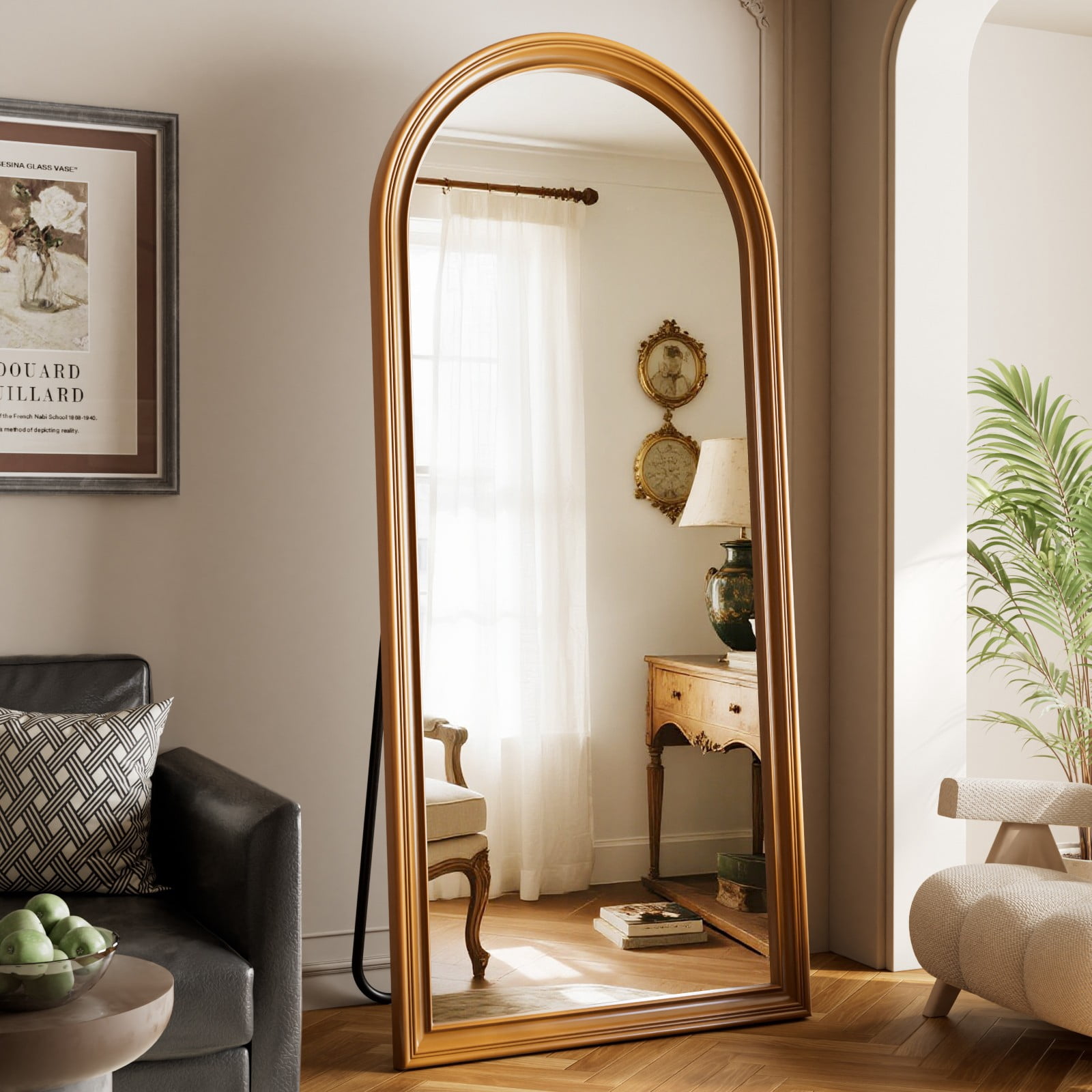 SHATTERVIEW 71"x32" Arched Full Length Mirror Floor Mirror Vintage Mirror, Antique Gold