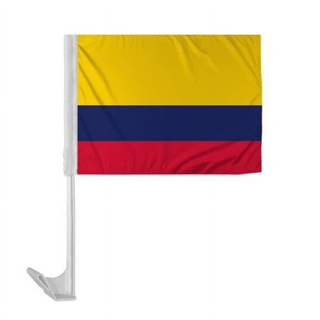 Promopatriot Colombia Car National Flag 12x16 inch Economy Polyester Fabric Double Stitched 17" Plastic Flexible Pole