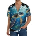 thumbnail image 3 of Easygdp Watercolor Turtle4 Men's Casual Short-sleeved Shirt with Pocket and Button Suitable for Beach Vacation Leisure - XX-Large, 3 of 7
