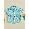 thumbnail image 3 of Aojekbee Kids Baby Boy Button down Shirt Western Cow Head Print Short Sleeve Tops Casual T-Shirts for Toddler Summer Clothes, 3 of 10